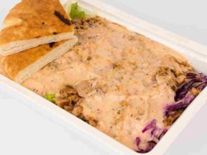 E-Gyros turcesc (lipie,pulpa dezosata de pui,varza,orez,ceapa,sos)