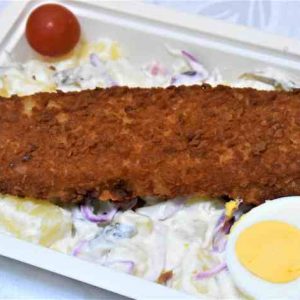 R-Salata bavareza de cartofi,cod pane