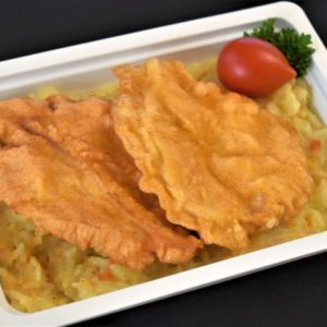 Piept pui parizian pilaf orez B-Snitel parizian de pui, pilaf de orez